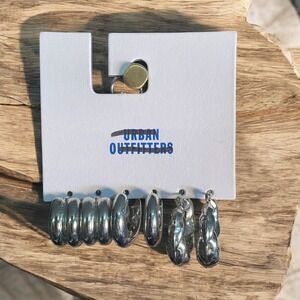 Urban Outfitters Silver Hoop Earring Set – Chunky & Twisted Hoops, Minimalist